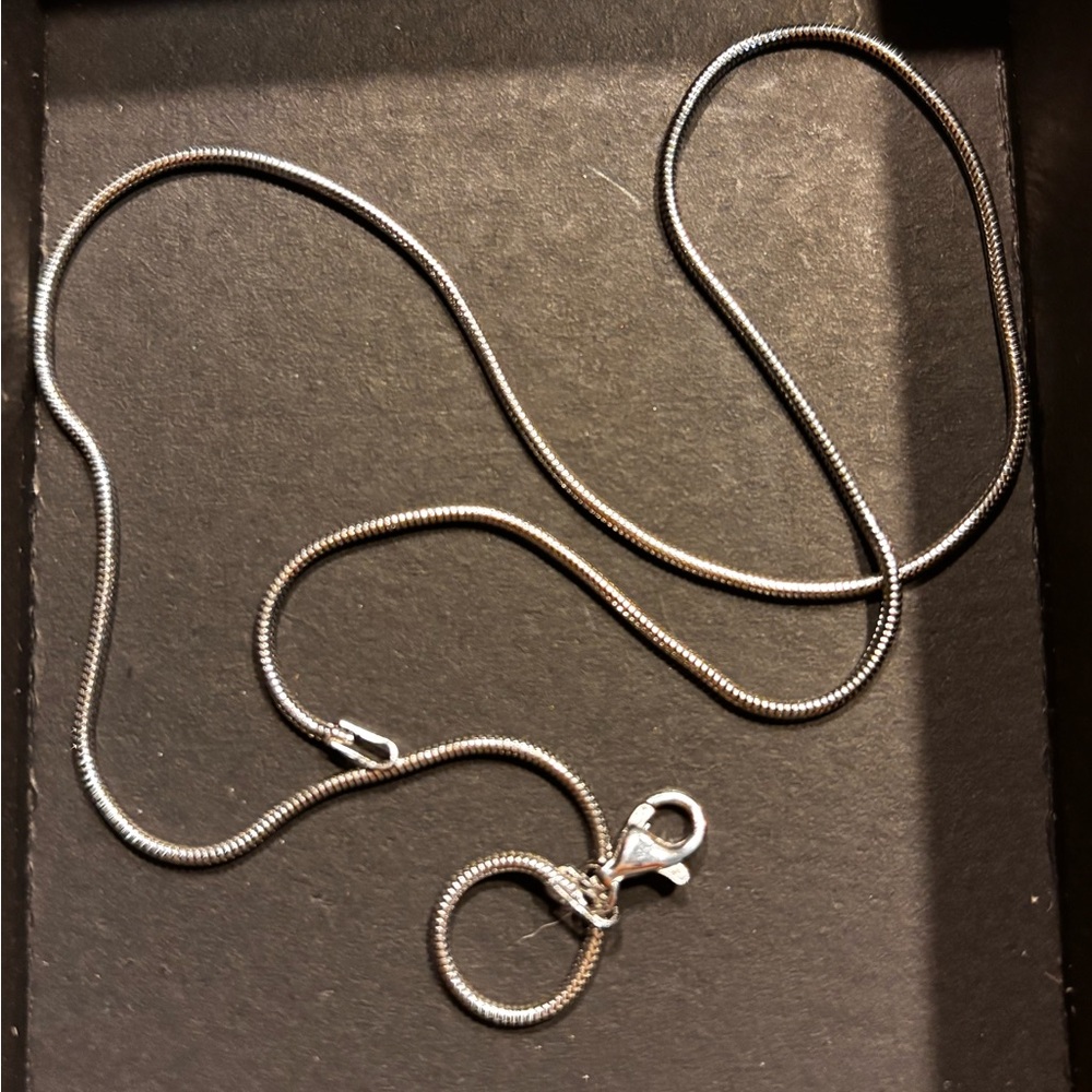 Sterling Silver Snake Rhodium plated Chain Necklace with Lobster Clasp